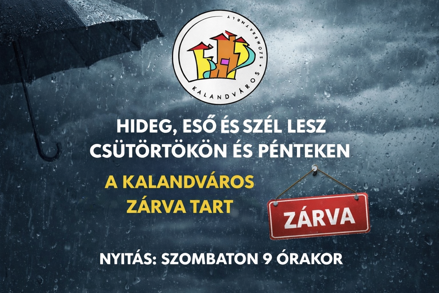 Csütörtökön és pénteken zárva lesz a Kalandváros